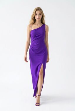Mushare Purple Maxi One shoulder Dress Sz M NWT